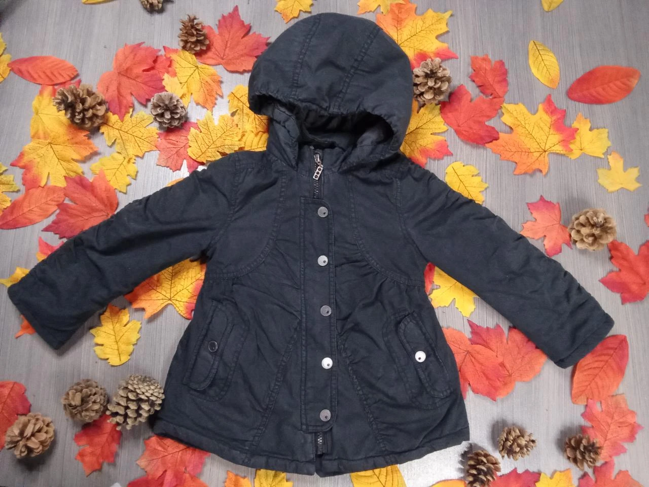 Manteau noir à capuche NKY Girls 3 ans